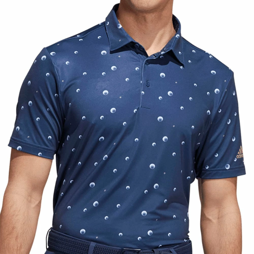 Adidas Ultimate Allover Print Polo Shirt - Crew Navy/White/Hemp - Image 2