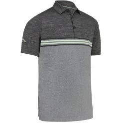 Callaway Heather Chest Stripe Polo Shirt - Caviar Heather