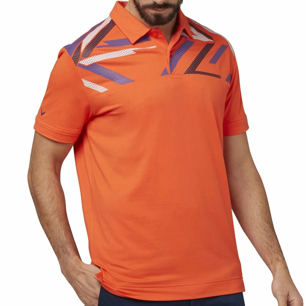Callaway Street Mural Textured Print Polo Shirt - Tangerine Tango