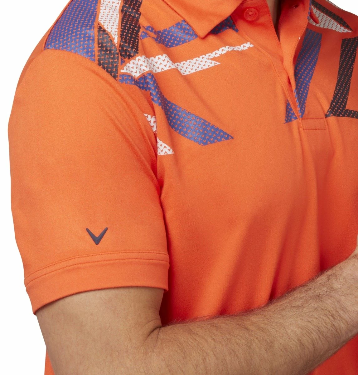 Callaway Street Mural Textured Print Polo Shirt - Tangerine Tango - Image 3