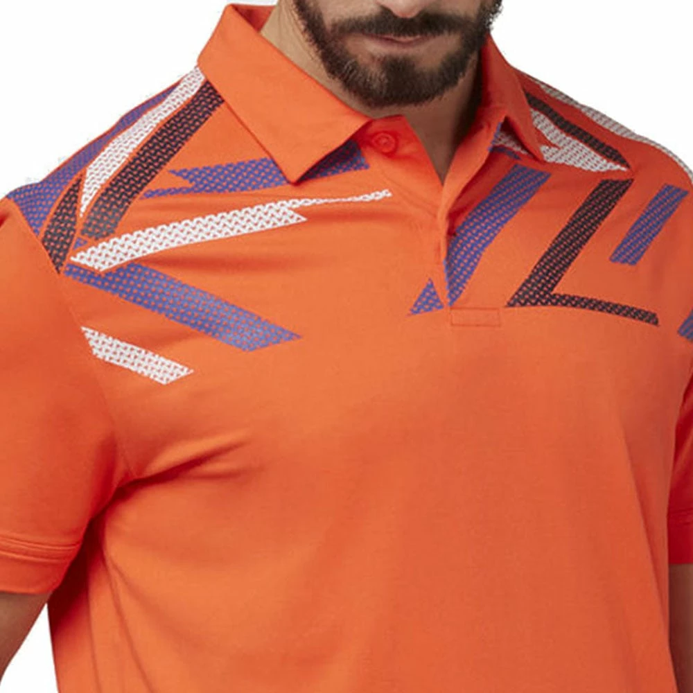 Callaway Street Mural Textured Print Polo Shirt - Tangerine Tango - Image 4