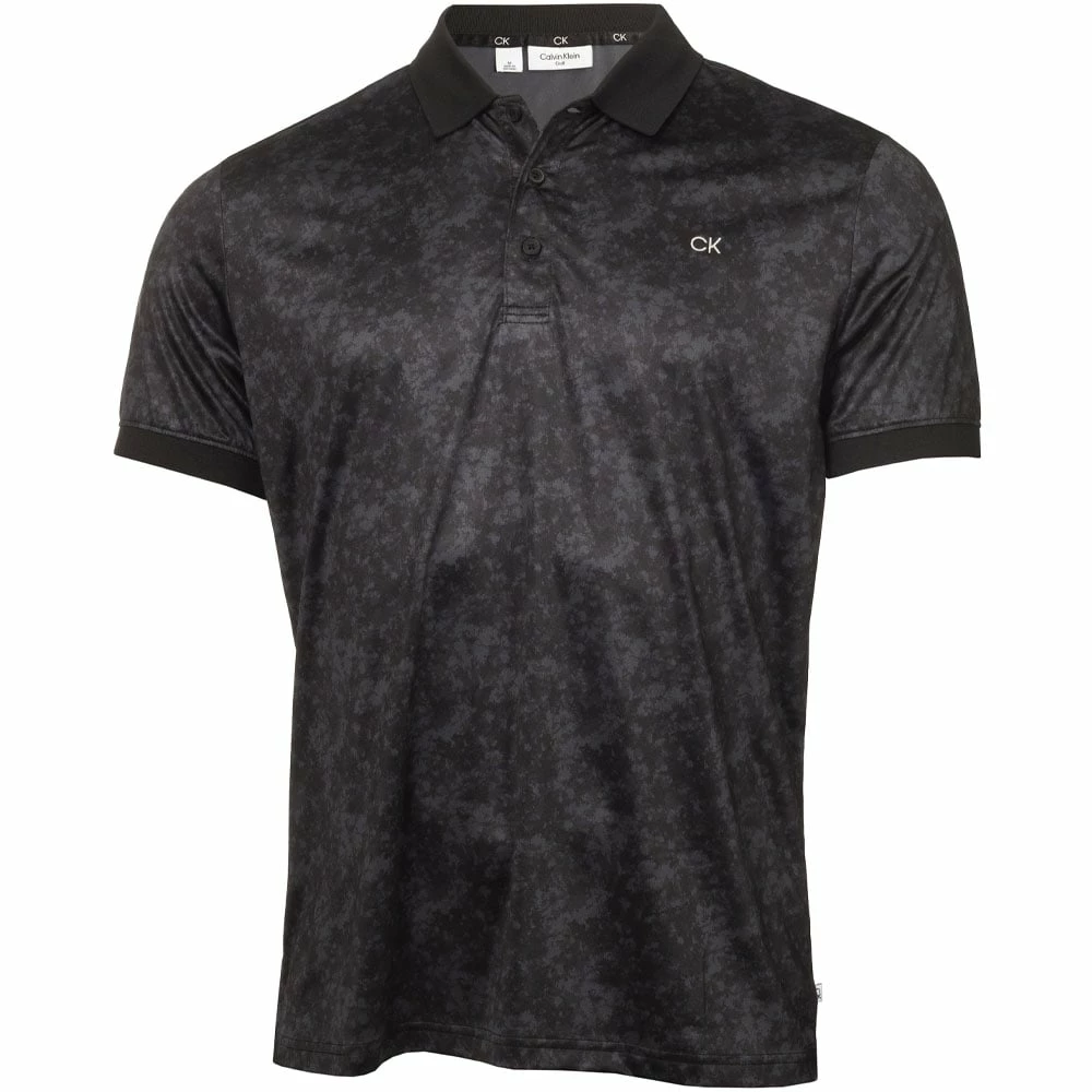 Calvin Klein Tie Dye Print Polo Shirt - Black