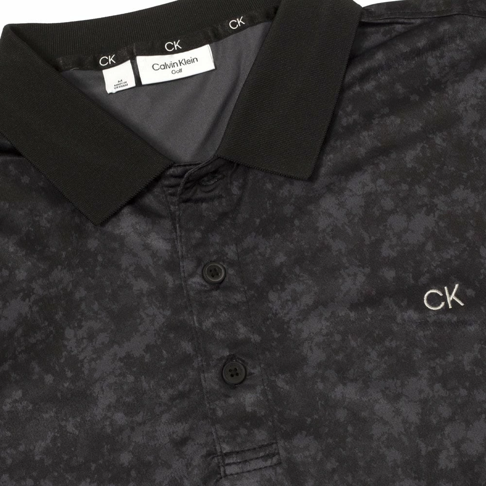 Calvin Klein Tie Dye Print Polo Shirt - Black - Image 5