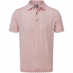 FootJoy Dolphins Print Lisle Polo Shirt - Quartz Pink/Graphite