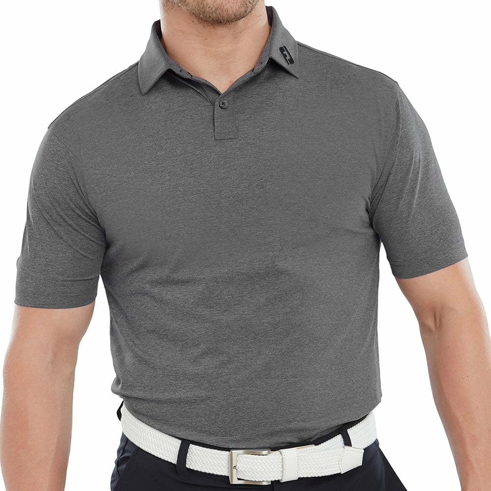FootJoy Heather Self Collar Polo Shirt - Black - Image 3