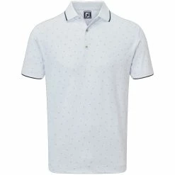 FootJoy Push Play Print Pique Polo Shirt - White/Lavender