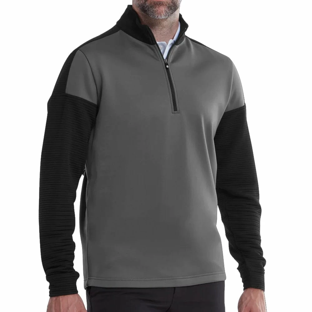 FootJoy Ribbed Chill-out Xtreme 1/4 Zip Pullover - Charcoal/Black - Image 3
