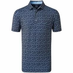 FootJoy Travel Print Polo Shirt - Navy/True Blue