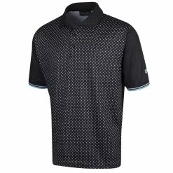 Island Green Diamond Print Polo Shirt - Black
