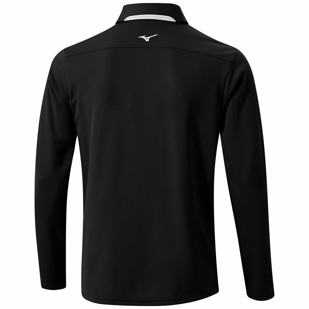 Mizuno Breath Thermo Long Sleeve Polo Shirt - Black - Image 2