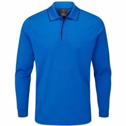Oscar Jacobson Sheldon Long Sleeve Polo Shirt - Royal Blue