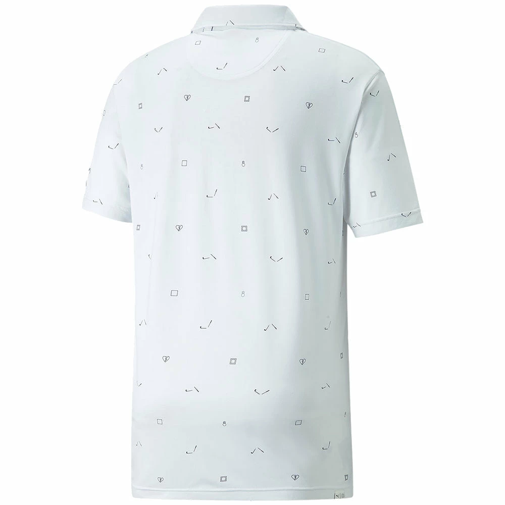 Puma Cloudspun H8 Golf Polo Shirt - Bright White/Navy Blazer - Image 2