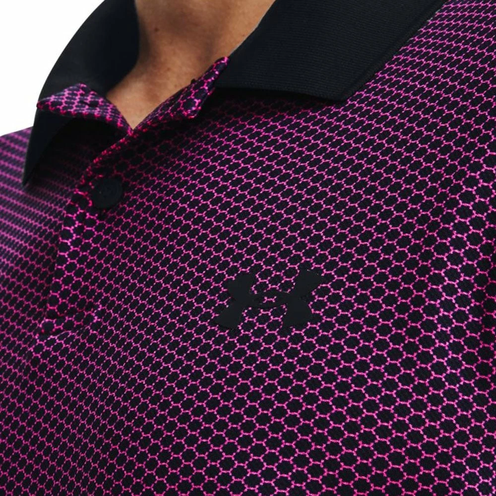 Under Armour Performance 3.0 Printed Polo Shirt - Black/Rebel Pink - Image 3